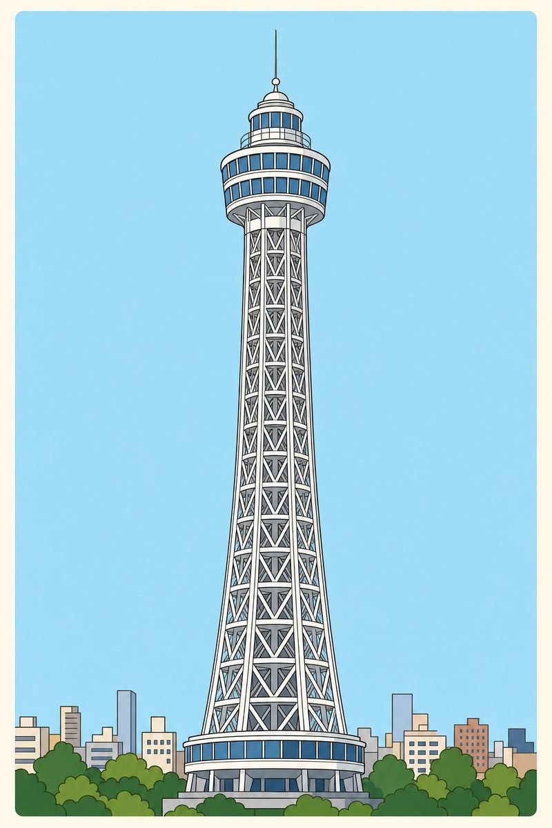 ポップな画風で横浜マリンタワーを描いた絵