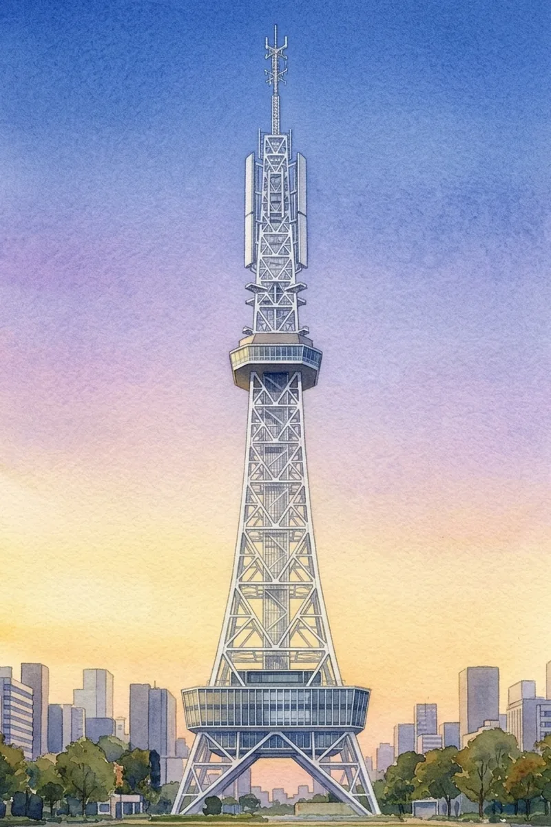 中部電力 MIRAI TOWERを描いた絵